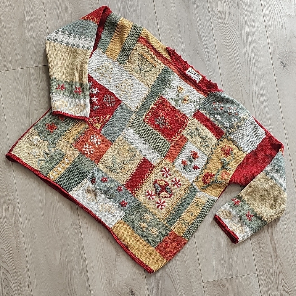 Vintage 90s Heirloom Collectibles‎ Knit Ramie Art To Wear Sweater, Med